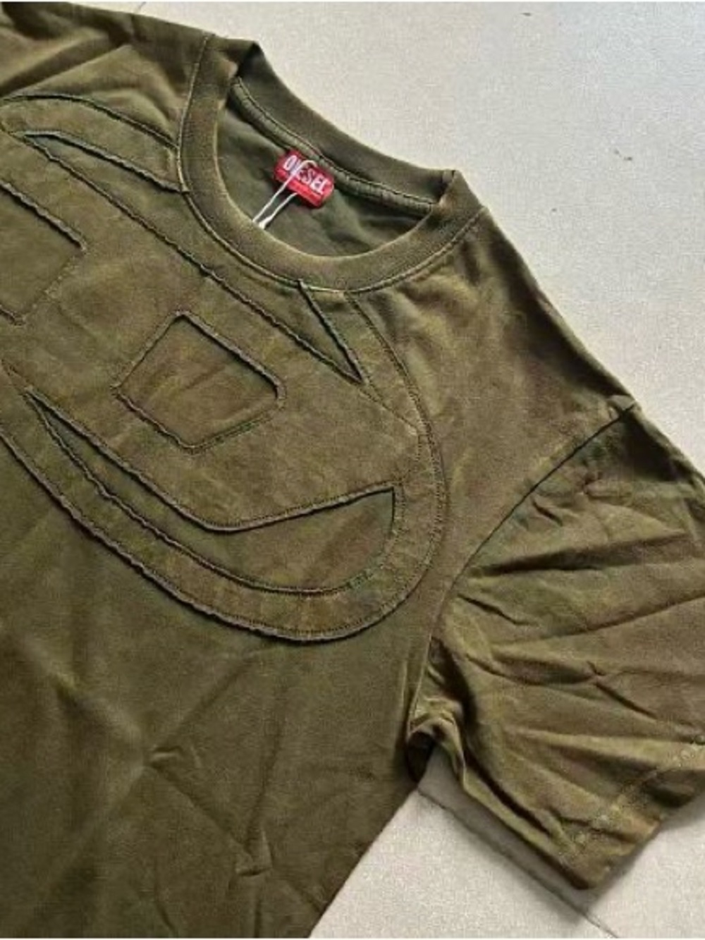Diesel Olive Green Short Sleeve Logo Crew Tee
